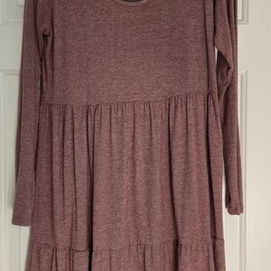 Wild Fable Mauve Tiered Ruffled Long Sleeve Dress